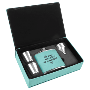 Leatherette Flask Gift Set