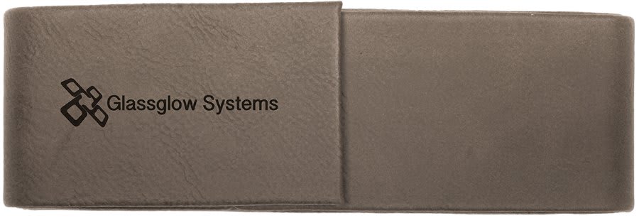 6 1/2" x 2" Gray Laserable Leatherette Double Pen Case (Sold by Case of 50)