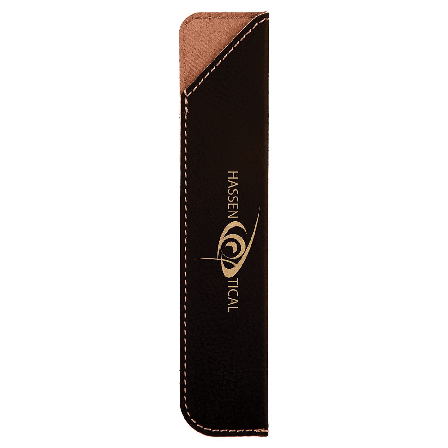 6 1/4" Black/Gold Laserable Leatherette Pen Sleeve (Sold by Case of 50)