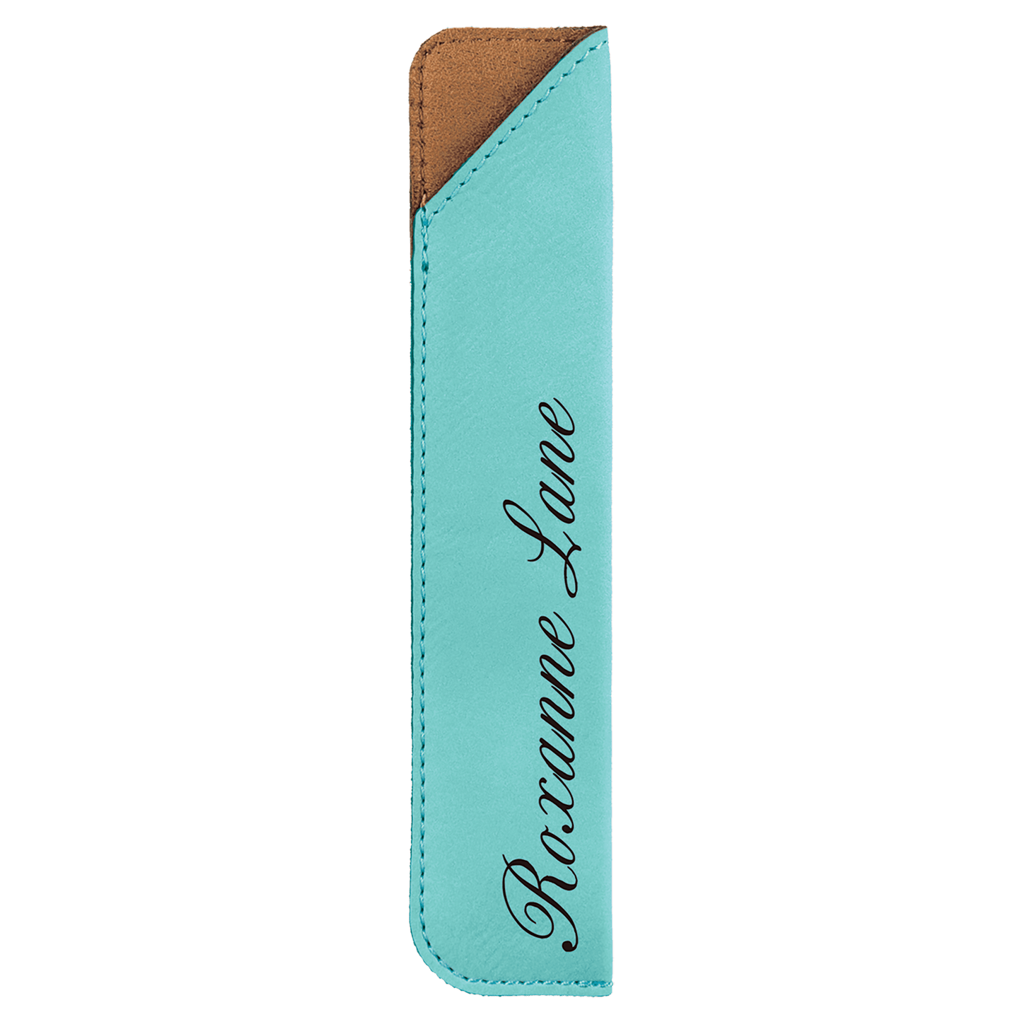 6 1/4" Teal Laserable Leatherette Pen Sleeve (Sold by Case of 50)