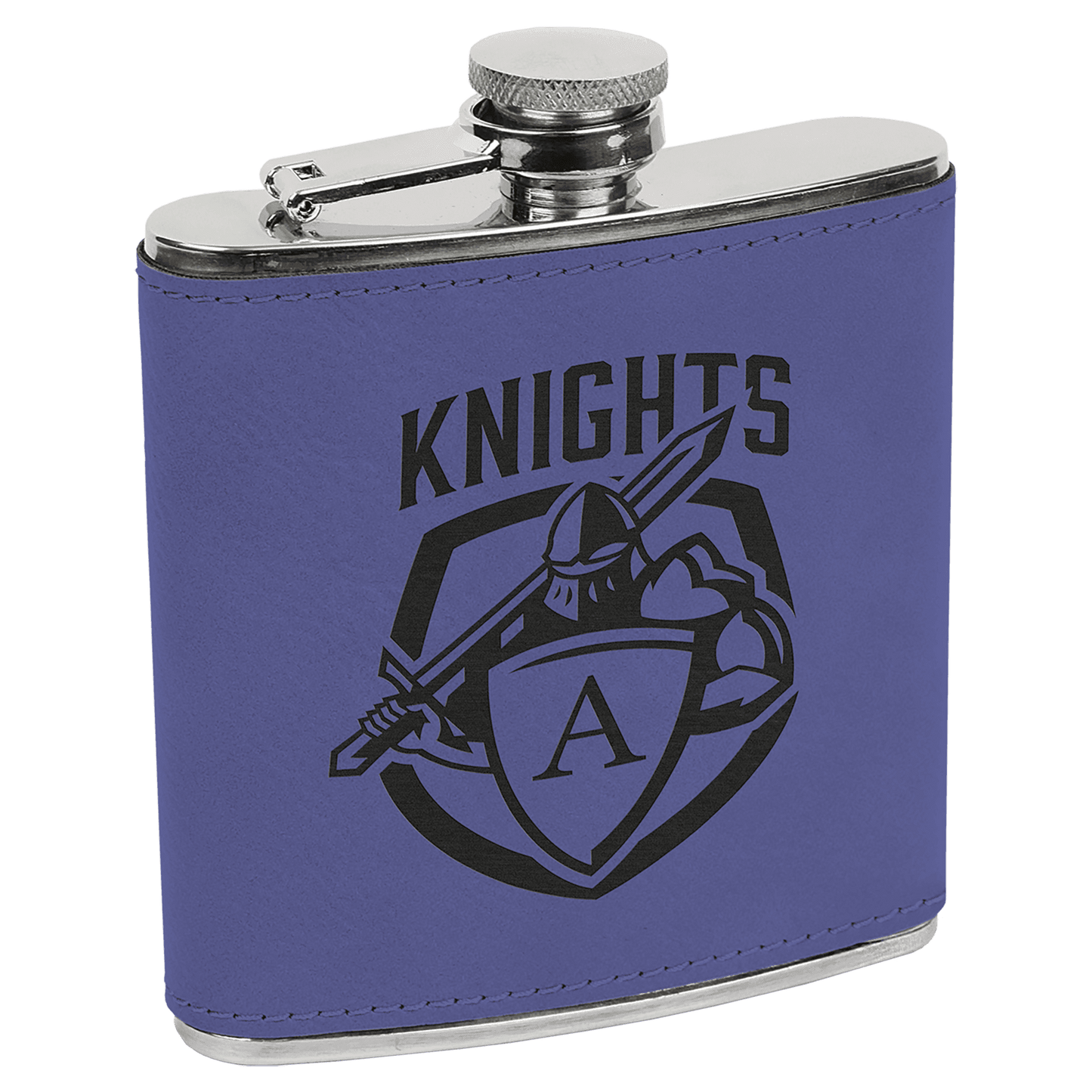 6 oz. Purple/Black Laserable Leatherette Stainless Steel Flask (Sold by Case of 10)