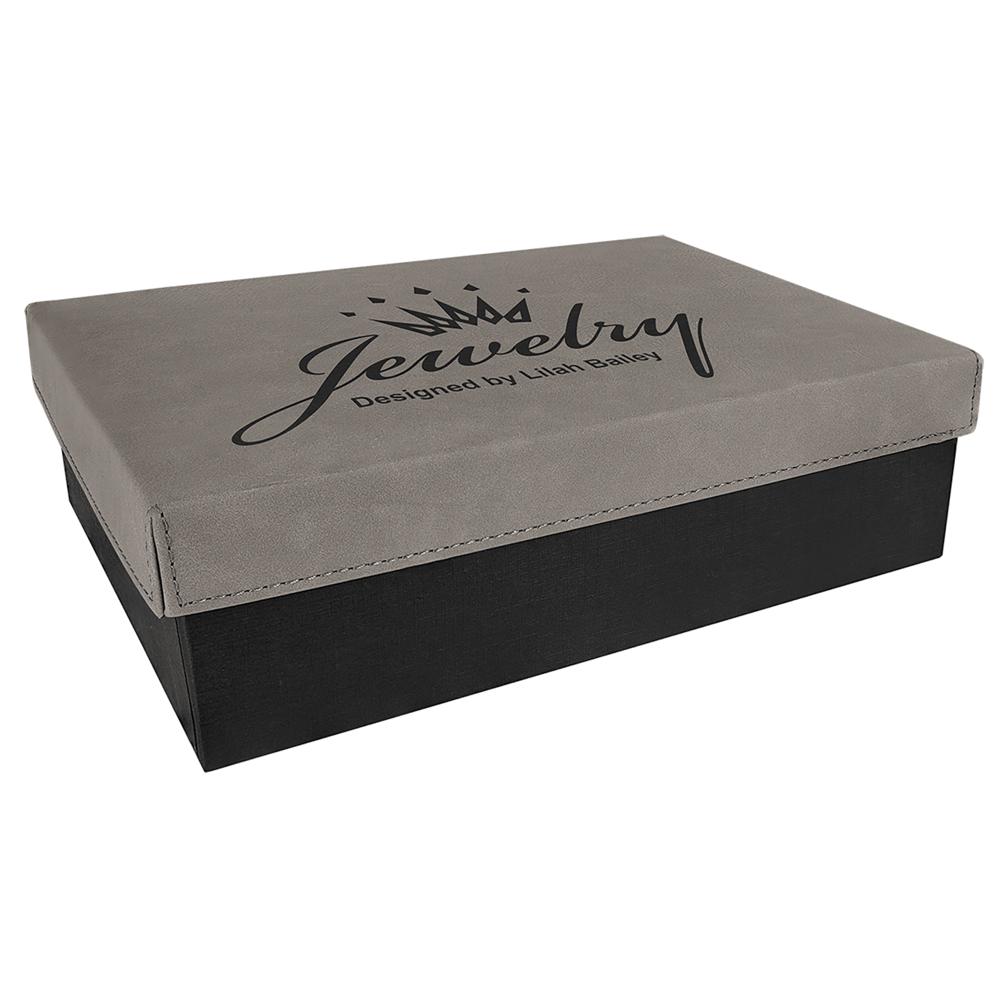 9 3/4" x 7" Gray Gift Box with Laserable Leatherette Lid (Sold by Case of 4)