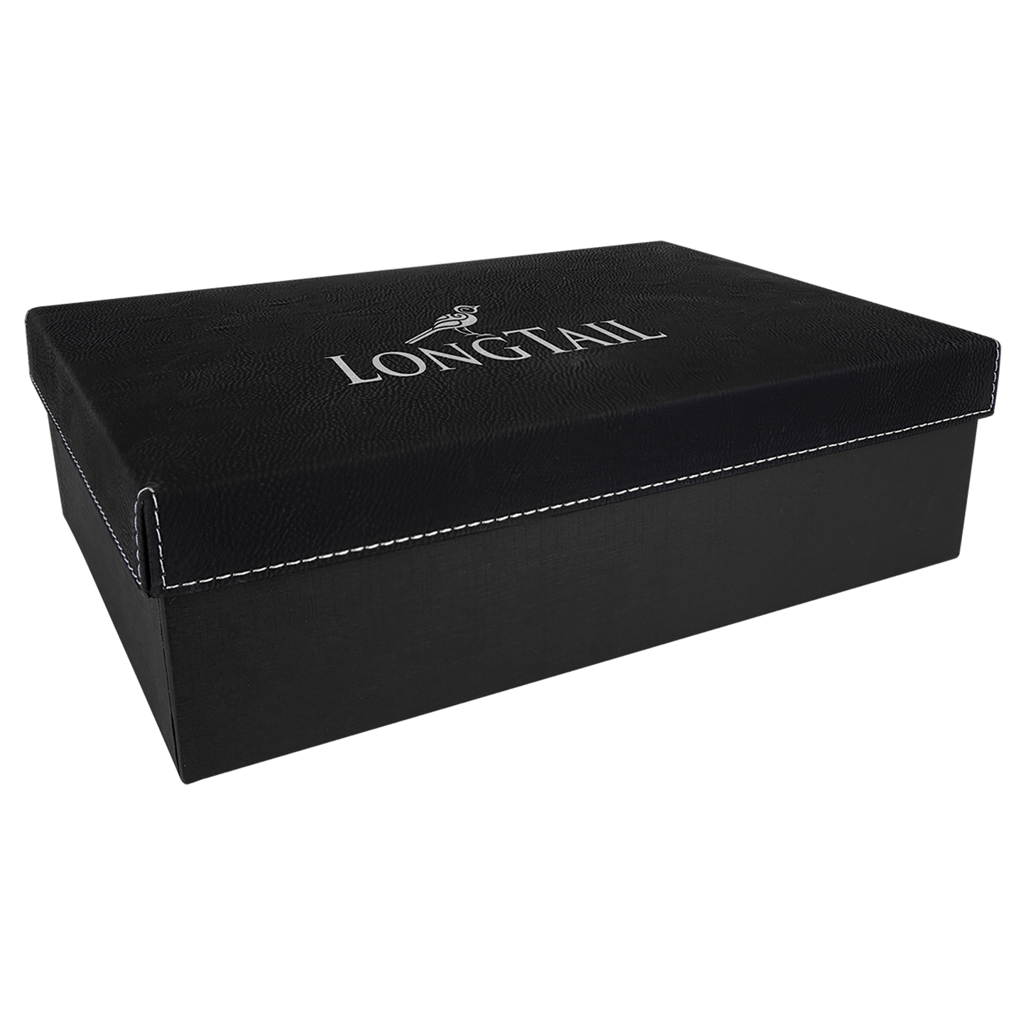 11 3/4" x 7 3/4" Black/Silver Gift Box with Laserable Leatherette Lid (Sold by Case of 4)