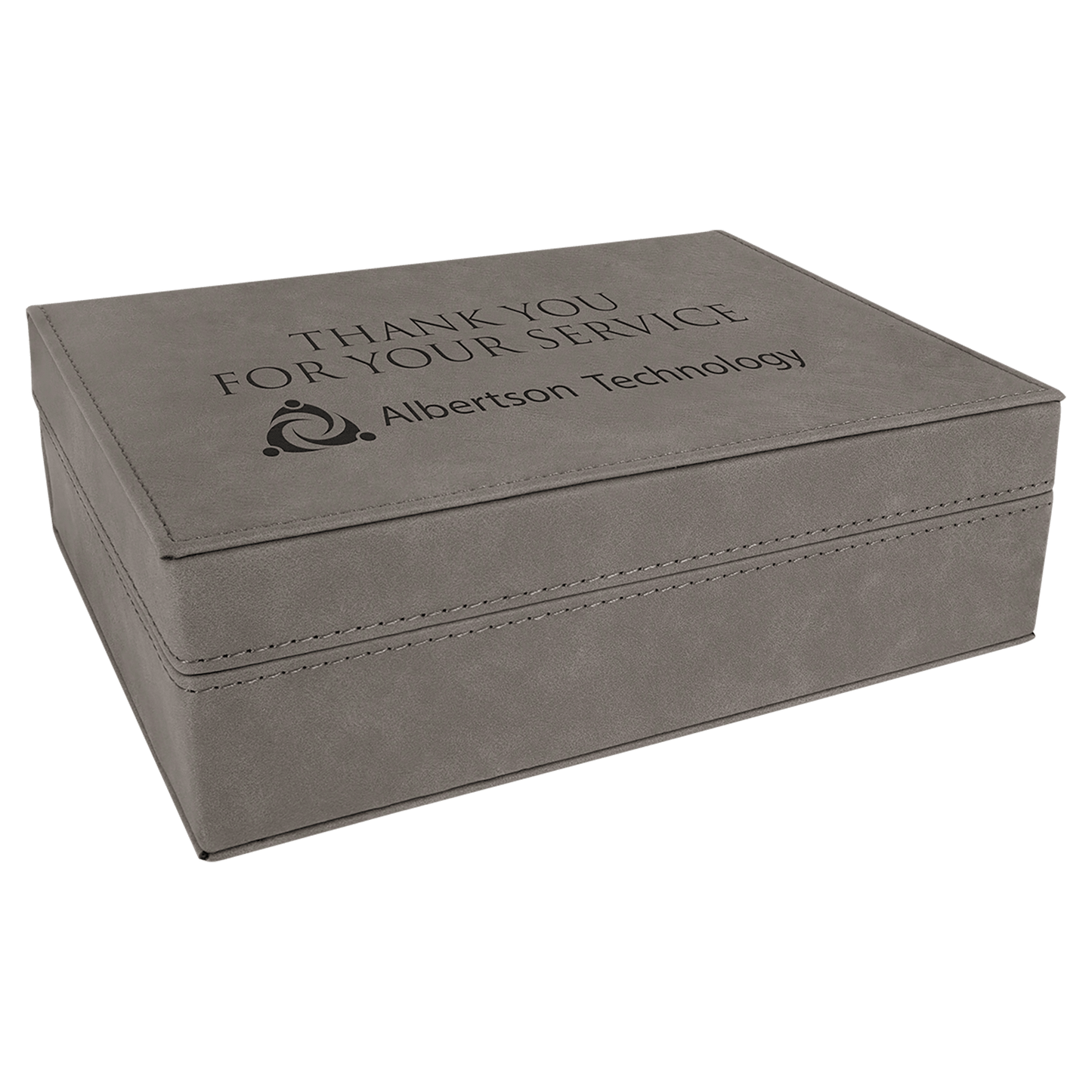 8" x 6 3/8" Gray Laserable Leatherette Premium Gift Box (Sold by Case of 4)