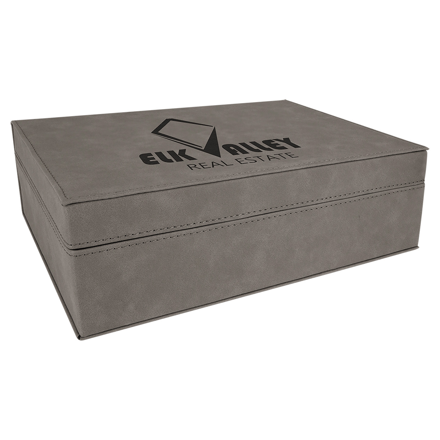 10 1/4" x 7 1/2" Gray Laserable Leatherette Premium Gift Box (Sold by Case of 4)