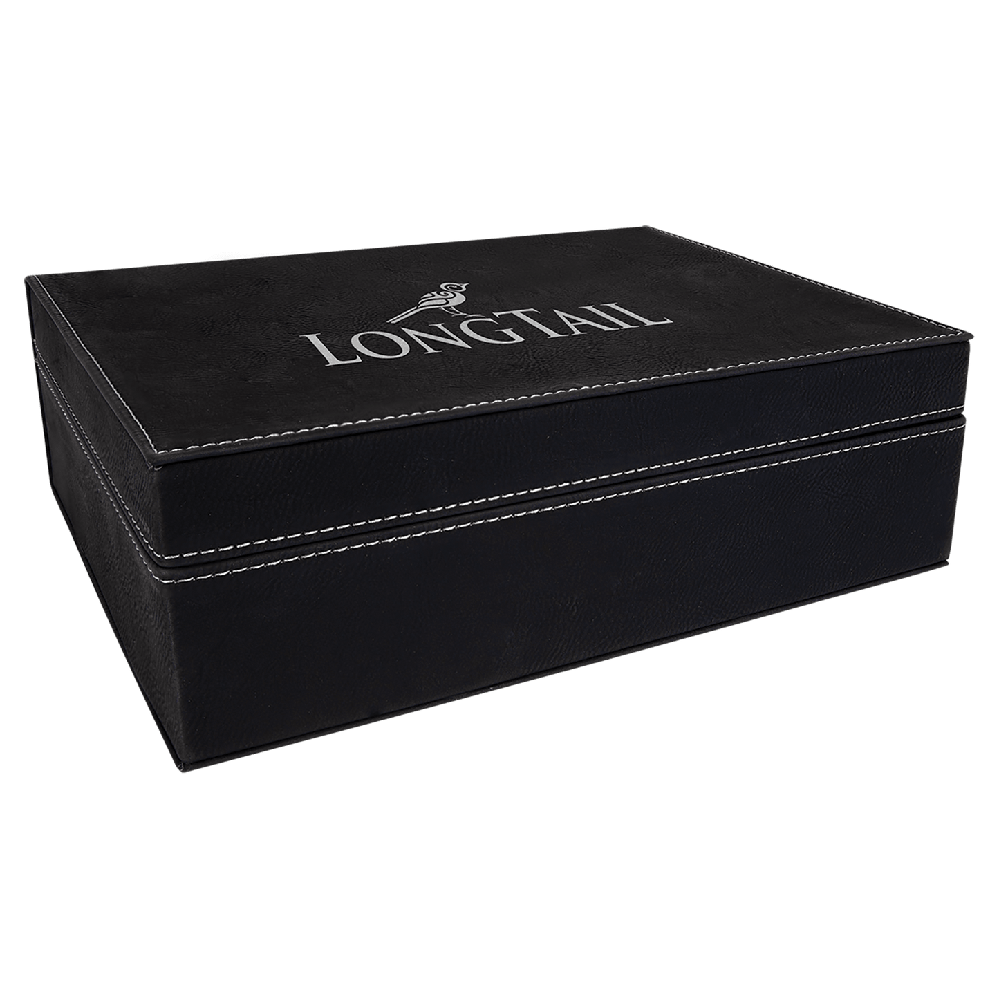 10 1/4" x 7 1/2" Black/Silver Laserable Leatherette Premium Gift Box (Sold by Case of 4)