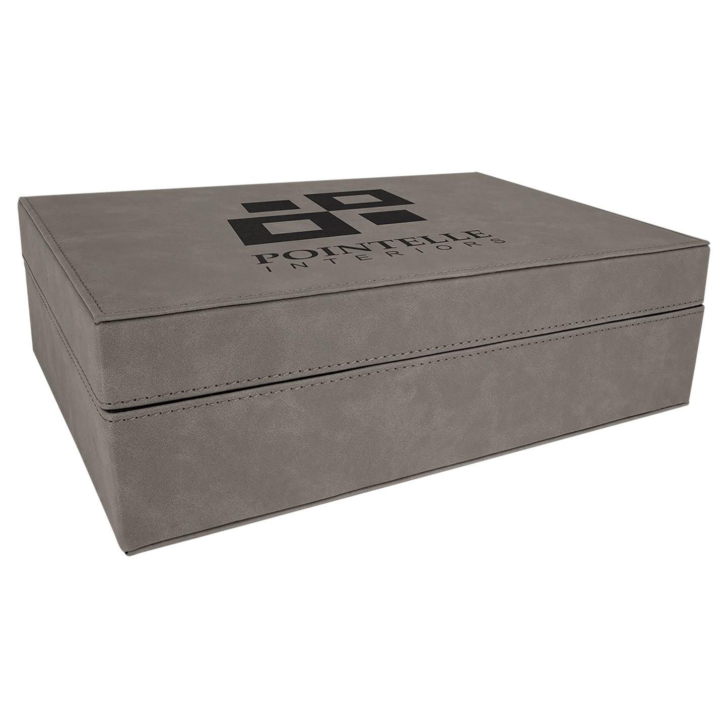12 1/4" x 8 1/4" Gray Laserable Leatherette Premium Gift Box (Sold by Case of 4)