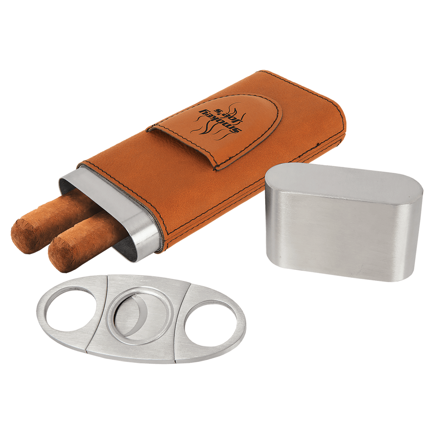 Rawhide Laserable Leatherette Cigar Case with Cutter (Sold by Case of 6)