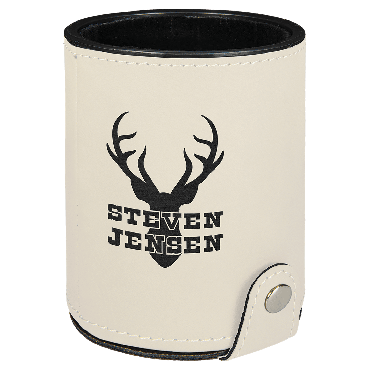White Laserable Leatherette Dice Cup with 5 Dice (Sold by Case of 10)