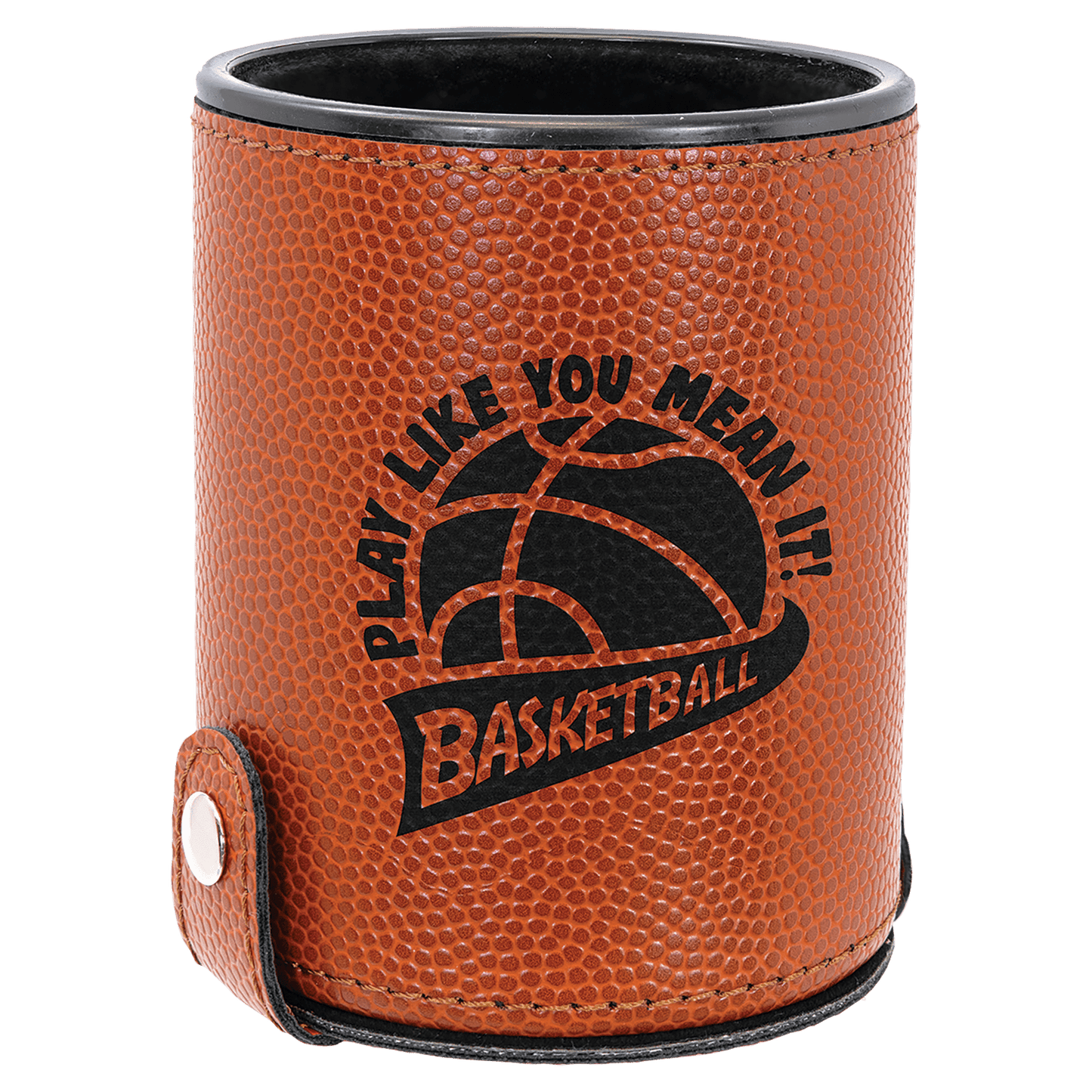 Basketball Laserable Leatherette Dice Cup with 5 Dice (Sold by Case of 10)