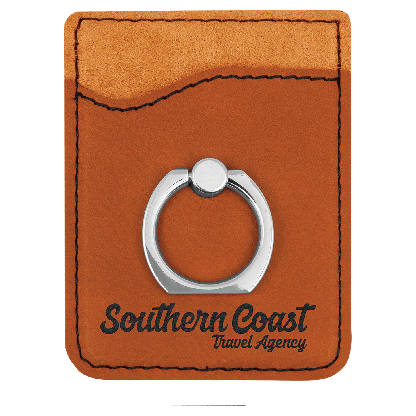 Rawhide Laserable Leatherette Phone Wallet with Silver Ring (Sold by Case of 25)