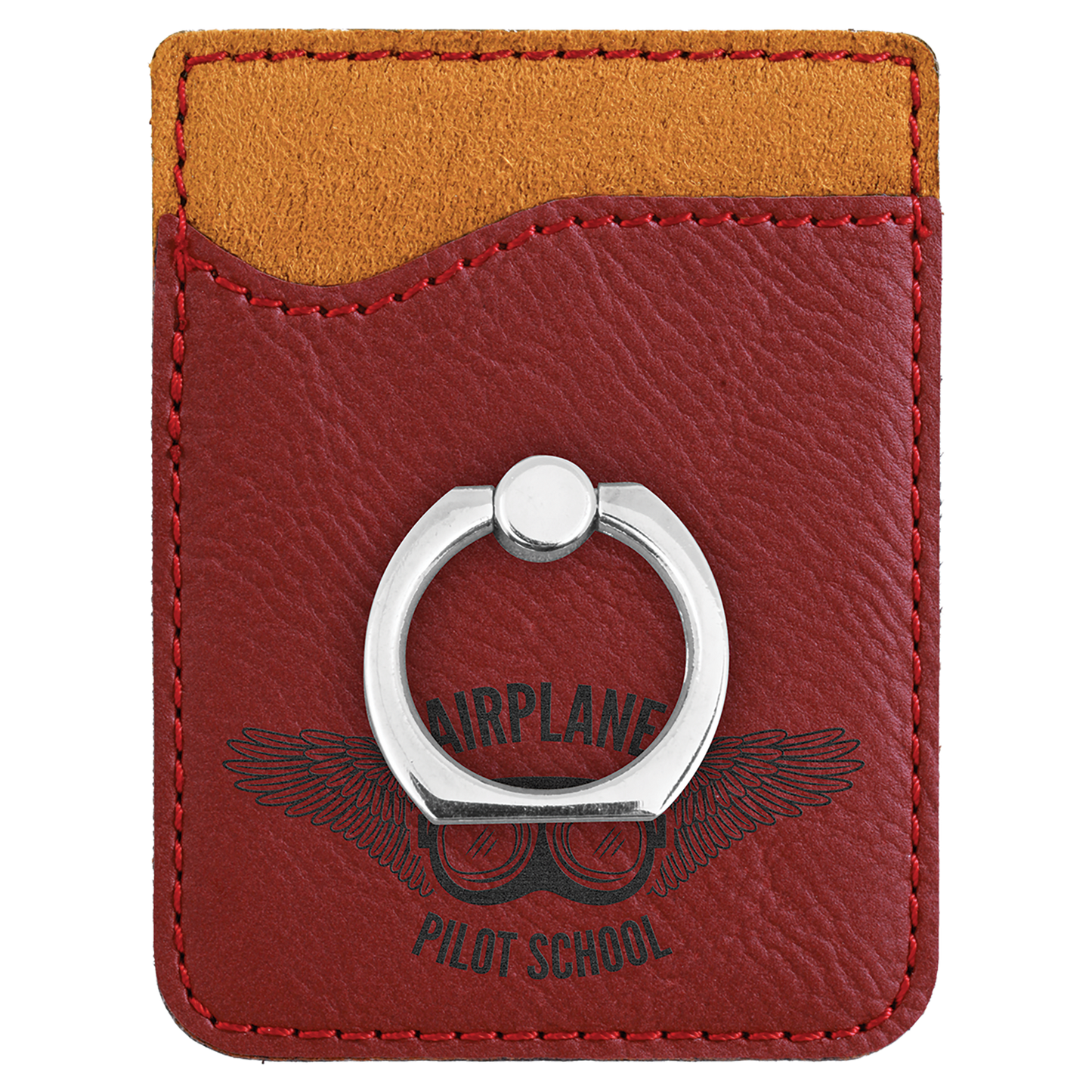 Rose Laserable Leatherette Phone Wallet with Silver Ring (Sold by Case of 25)