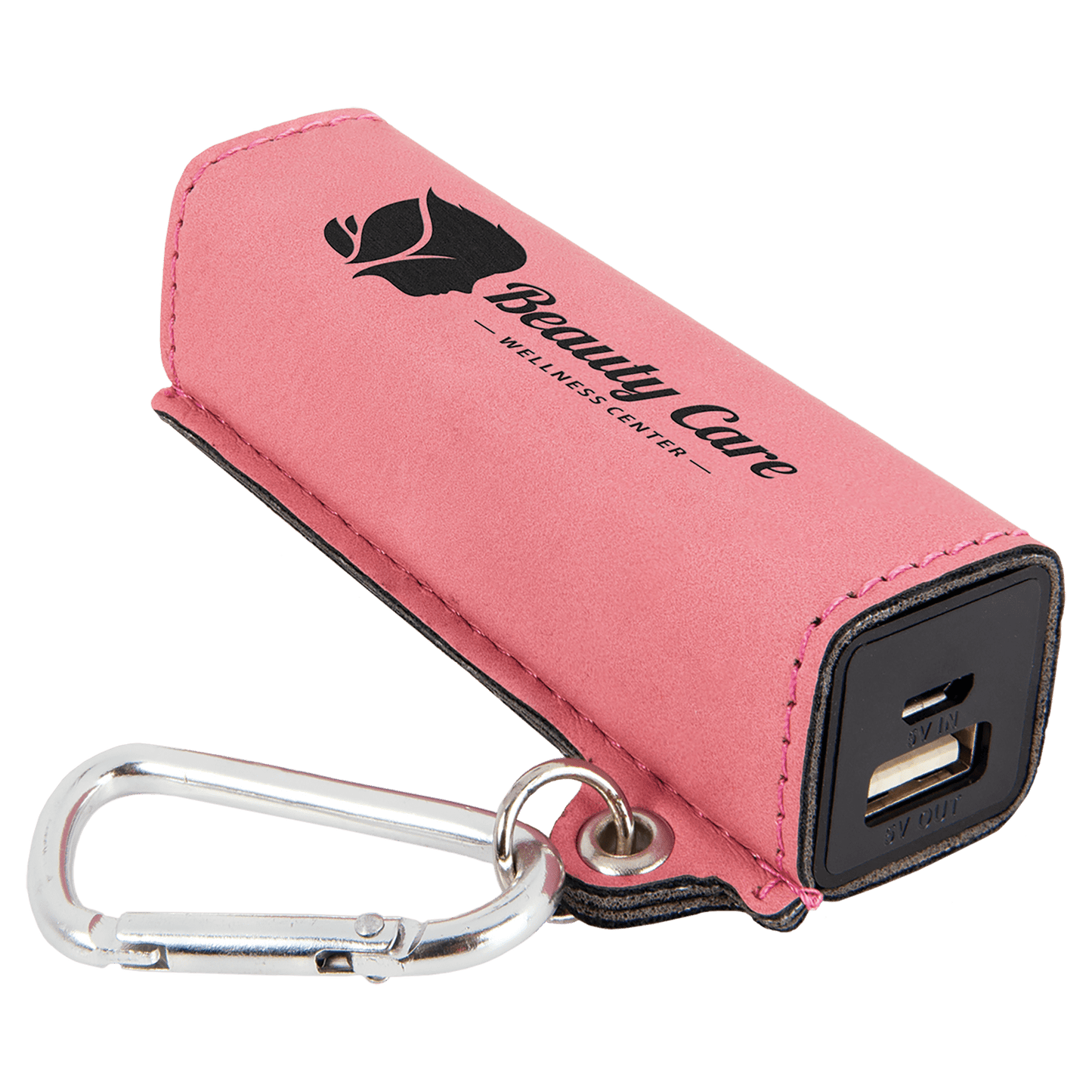 Pink Laserable Leatherette 2200 mAh Power Bank with USB Cord (Sold by Case of 6)
