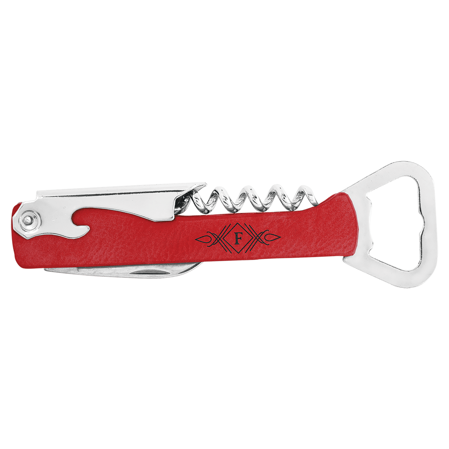 Red Laserable Leatherette Wine Bottle Opener (Sold by Case of 12)
