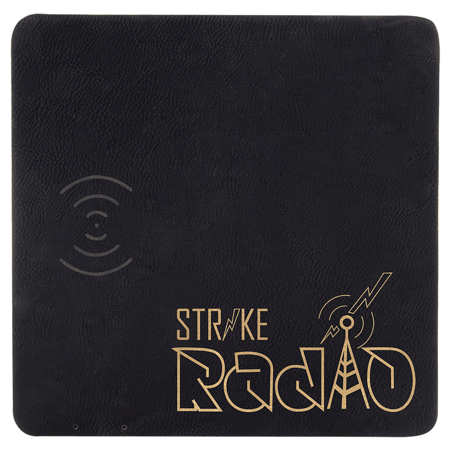 8" x 8" Black/Gold Laserable Leatherette Phone Charging Mat (Sold by Case of 4)