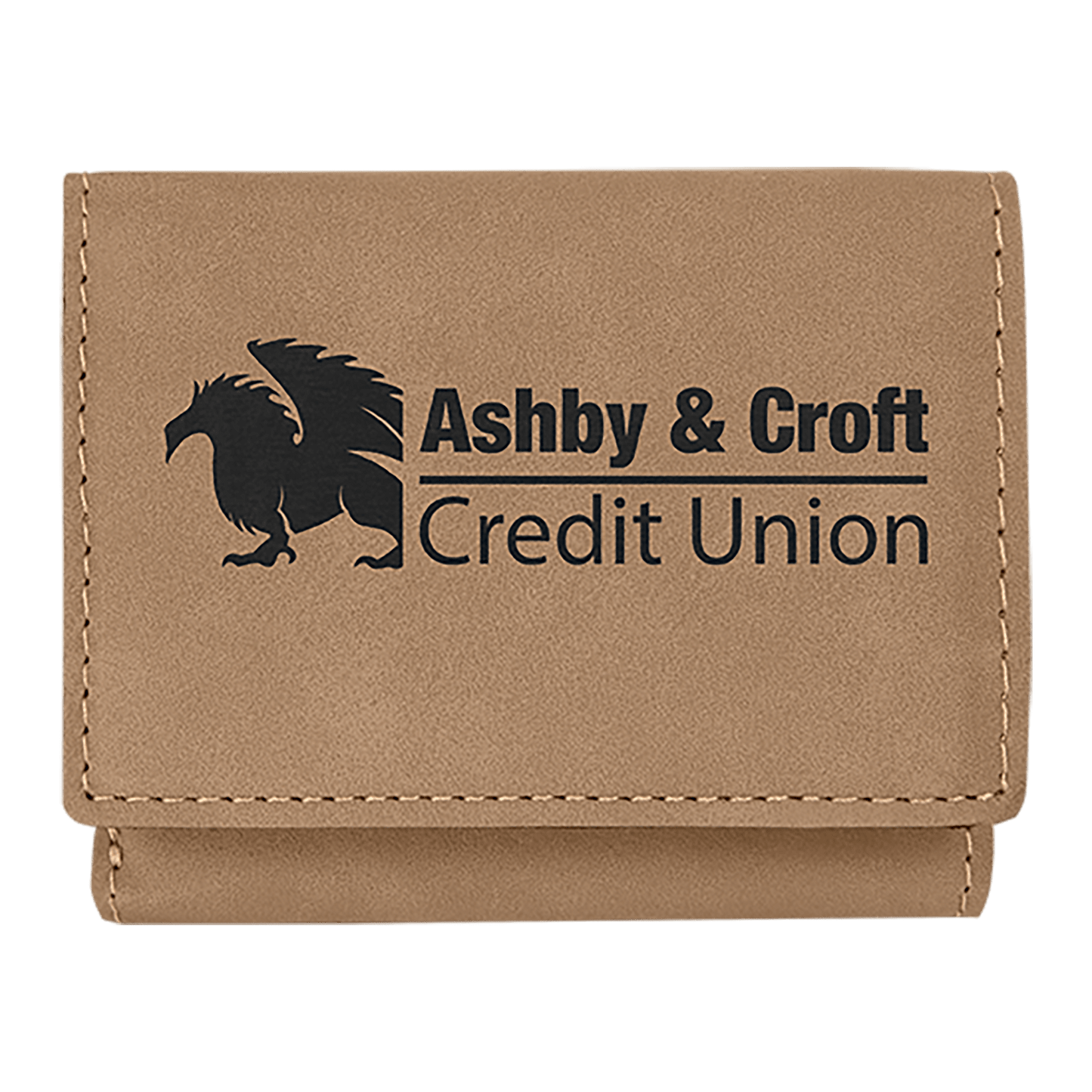 3" x 4" Light Brown Laserable Leatherette Trifold Wallet (Sold by Case of 10)