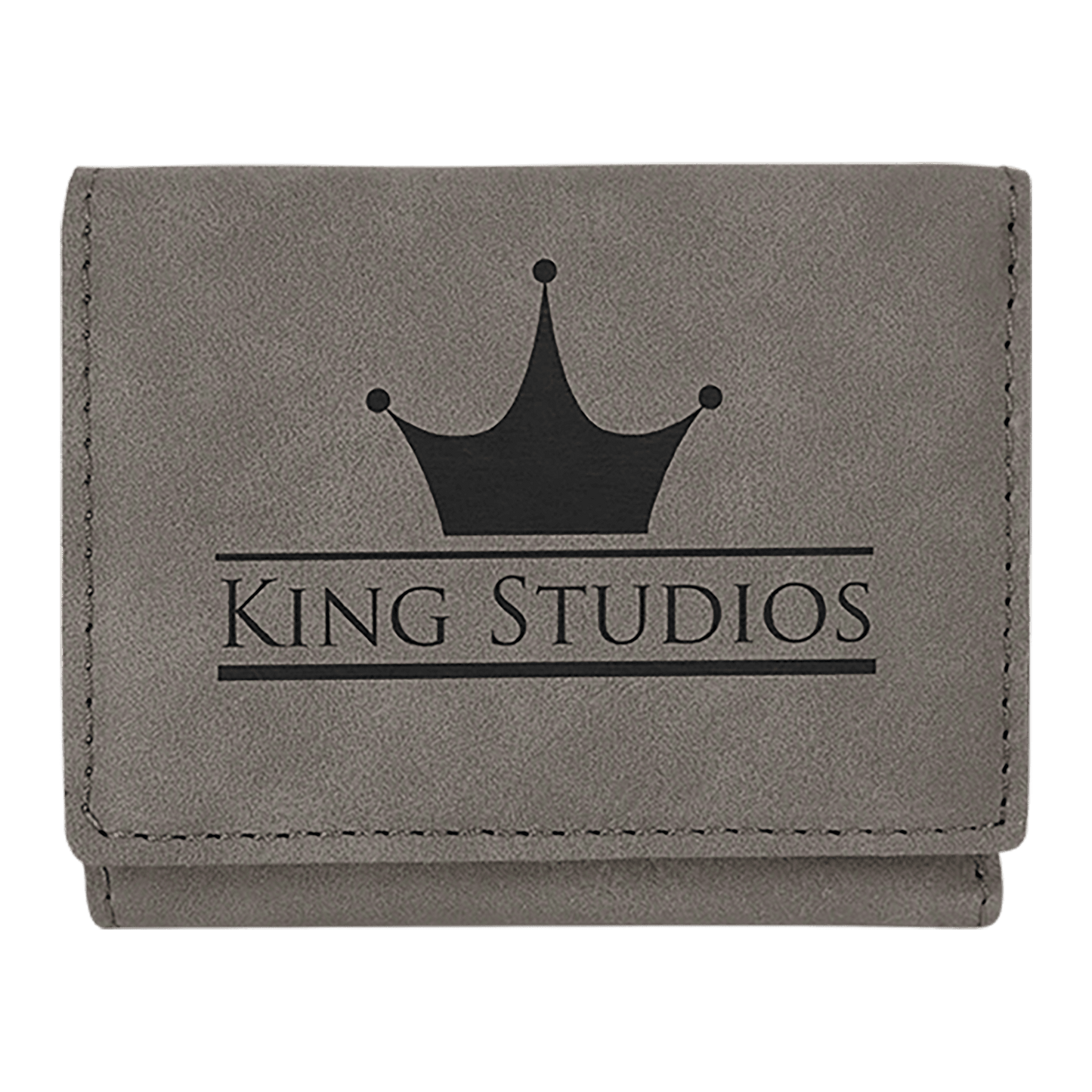 3" x 4" Gray Laserable Leatherette Trifold Wallet (Sold by Case of 10)
