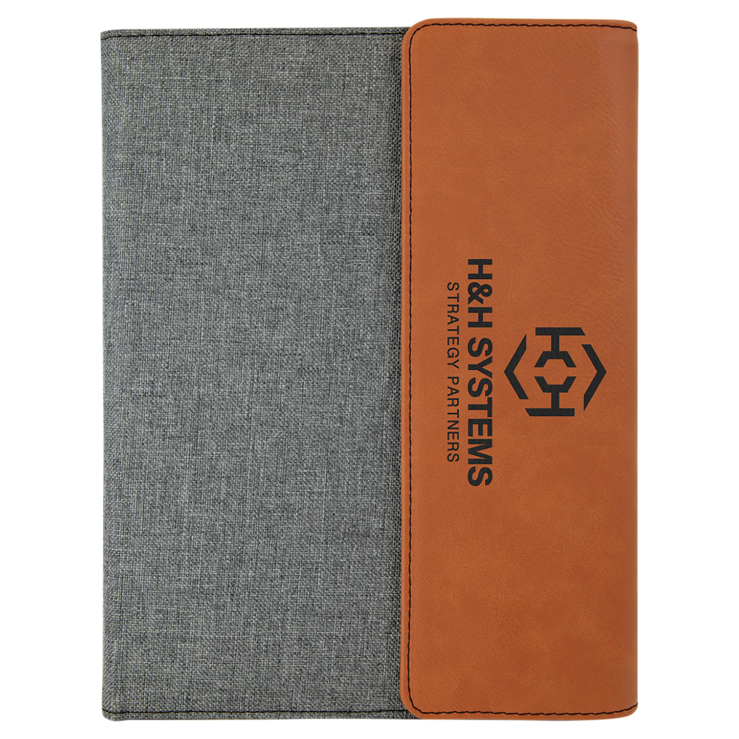 7" x 9" Rawhide Laserable Leatherette / Gray Canvas Portfolio with Notepad (Sold by Case of 4)