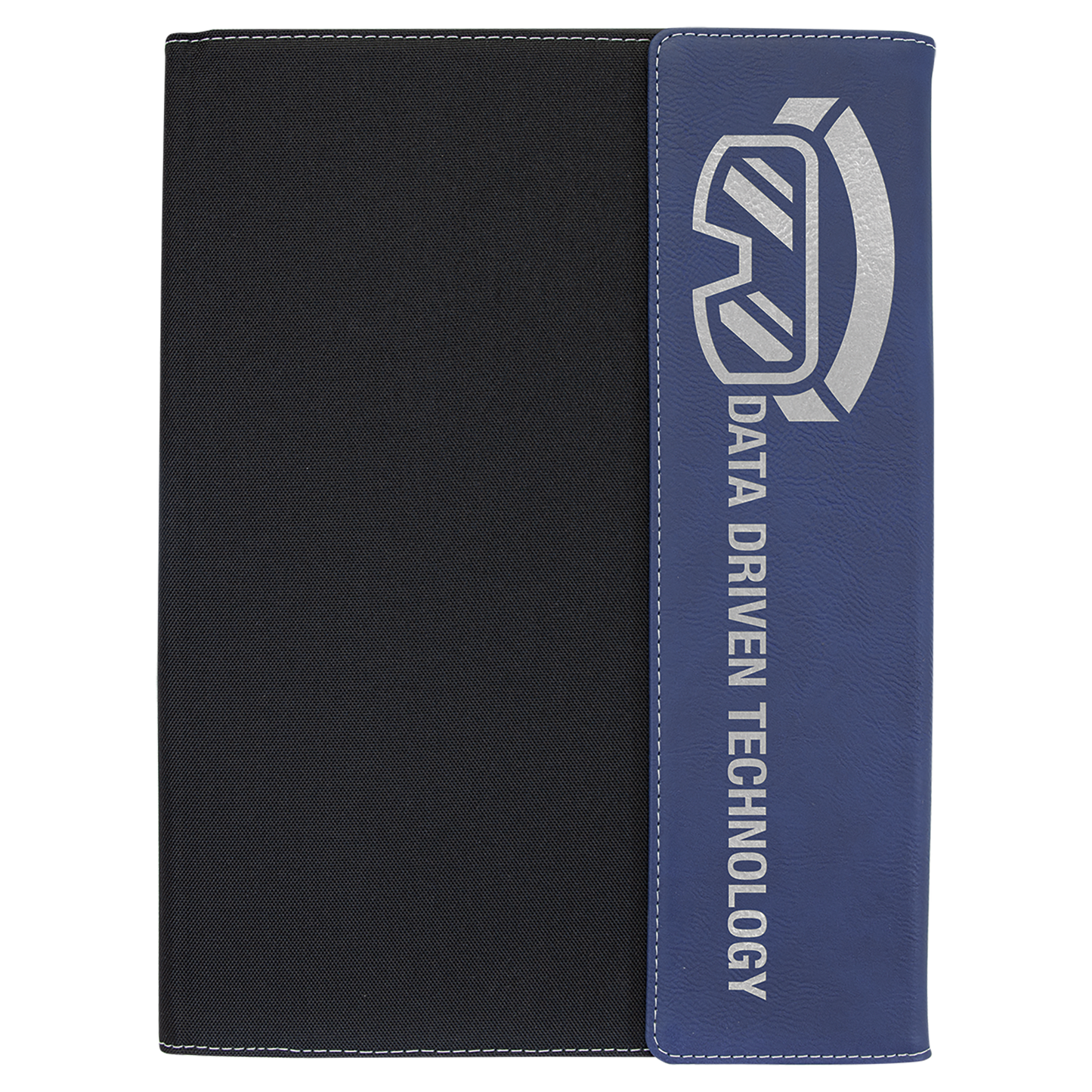 9 1/2"x12" Blue/Silver Laserable Leatherette / Black Canvas Portfolio w/Notepad (Sold by Case of 4)
