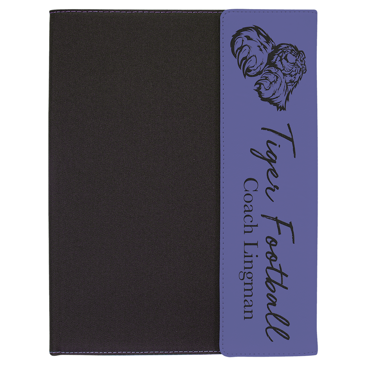 9 1/2" x 12" Purple Laserable Leatherette / Black Canvas Portfolio with Note Pad (Sold by Case of 4)