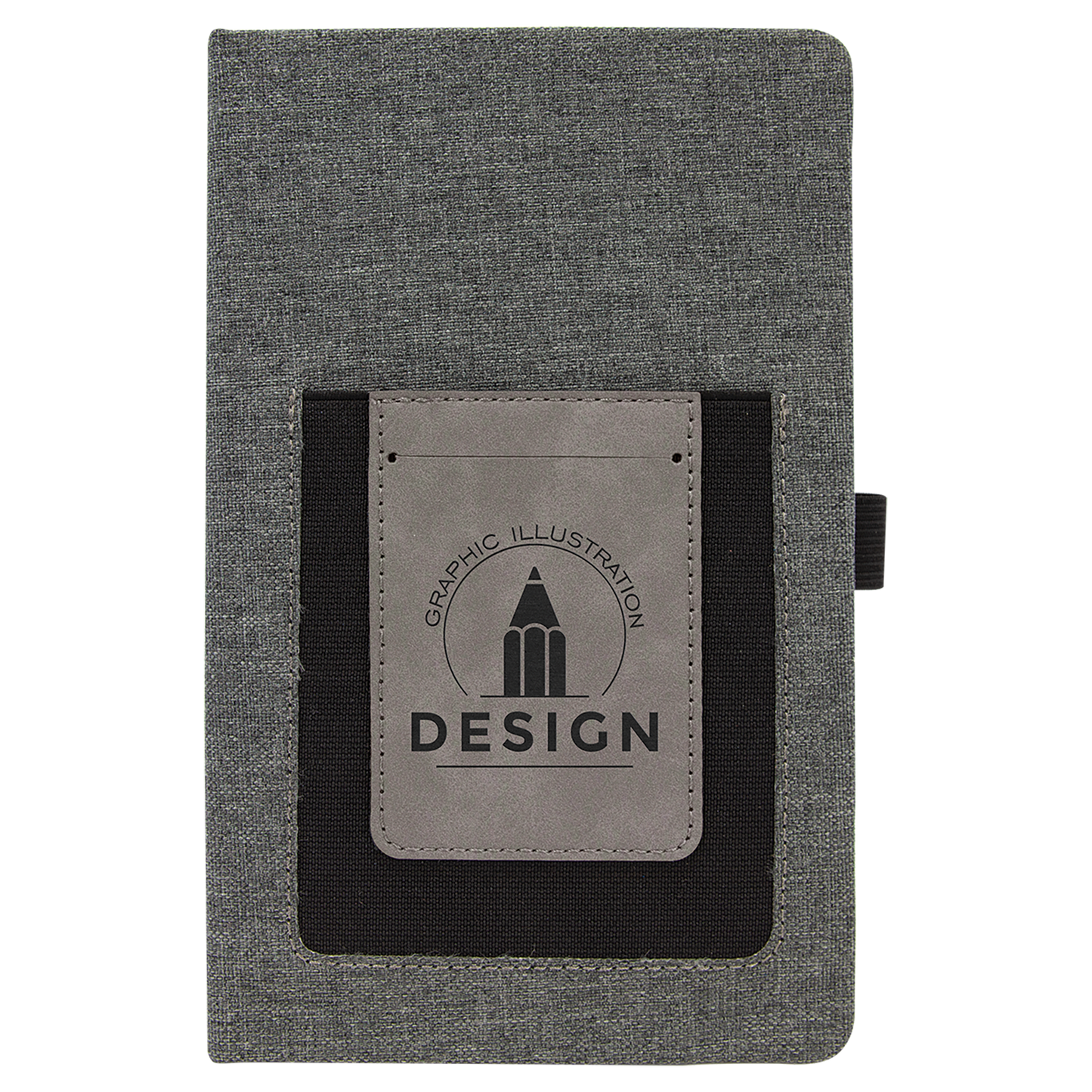 5 1/4" x 8 1/4" Gray w/Gray Laserable Leatherette Journal with Cell/Card Slot (Sold by Case of 4)
