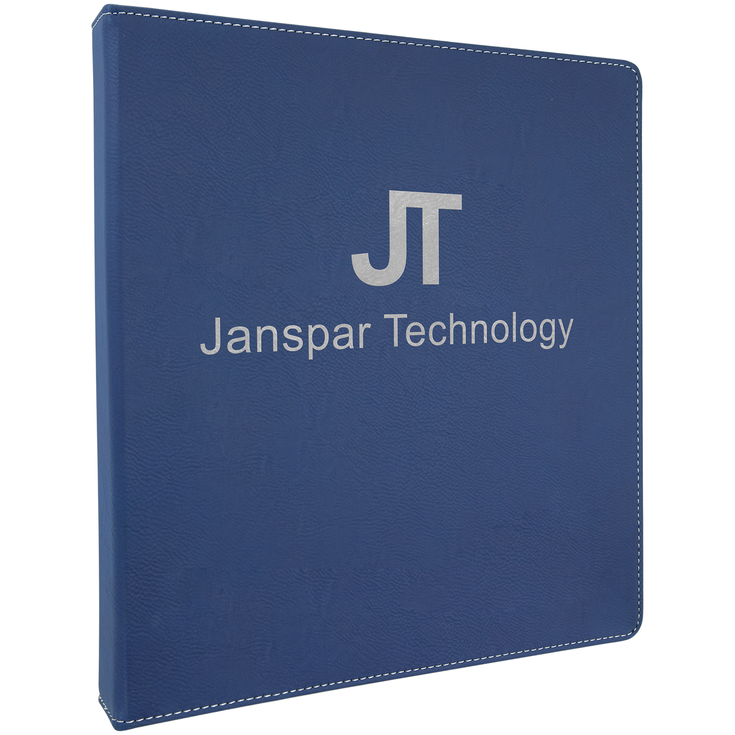 10 1/2" x 11 1/2" Blue/Silver Laserable Leatherette 3 Ring Binder with 1" Slant D Rings (Sold by Case of 4)
