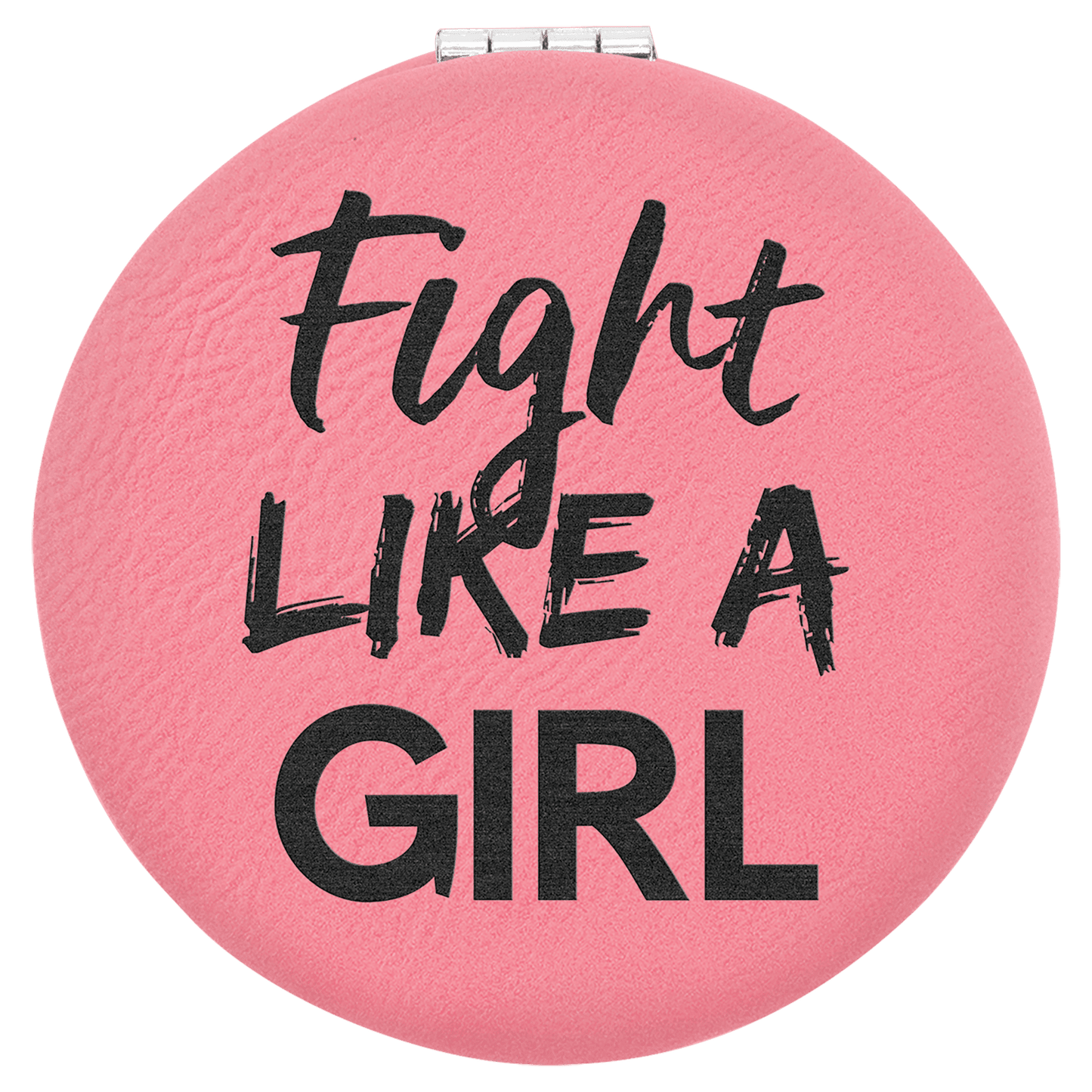 2 1/2" Pink Laserable Leatherette Compact Mirror (Sold by Case of 10)