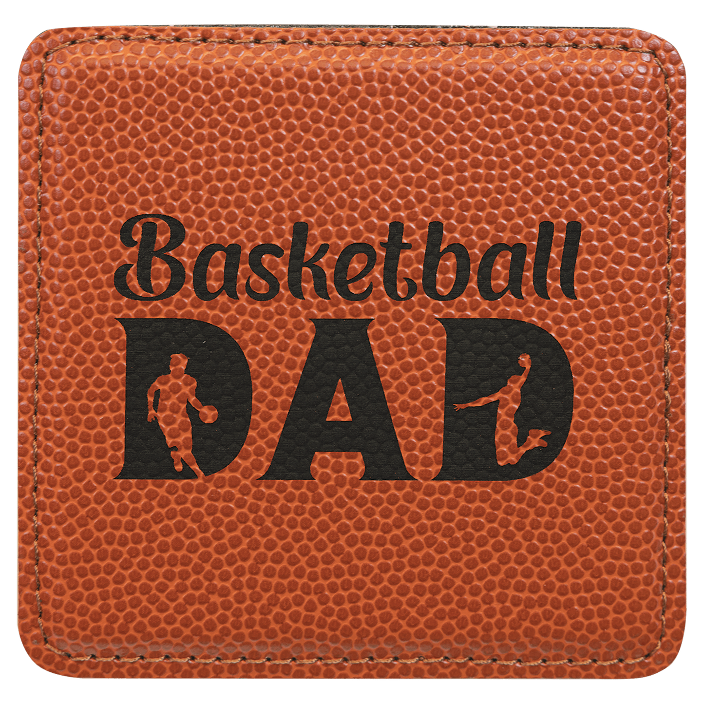 4" x 4" Square Basketball Laserable Leatherette Coaster (Sold by Case of 6)