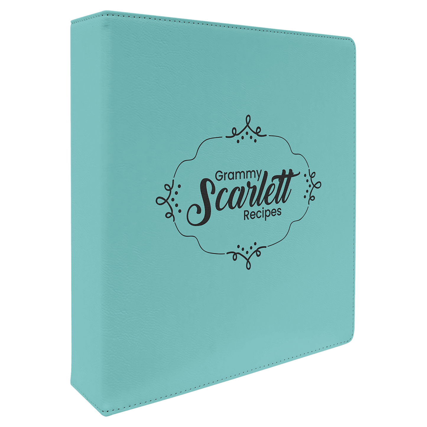 11" x 11 1/2" Teal Laserable Leatherette 3 Ring Binder with 2" Slant D Rings (Sold by Case of 4)