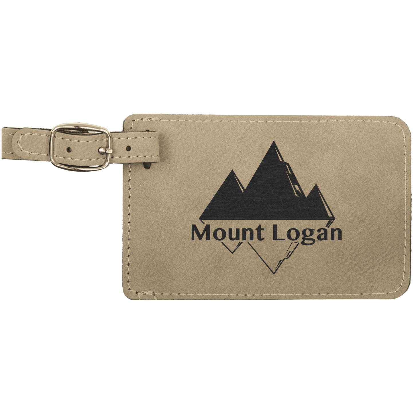 4 1/4" x 2 3/4" Light Brown Laserable Leatherette Luggage Tag (Sold by Case of 10)