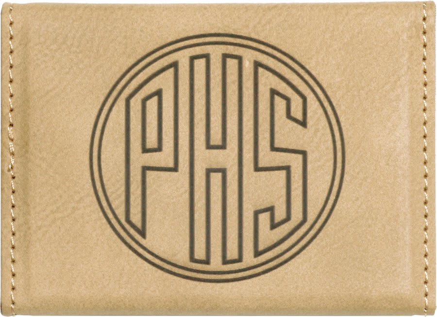 3 3/4" x 2 3/4" Light Brown Laserable Leatherette Hard Business Card Holder (Sold by Case of 10)