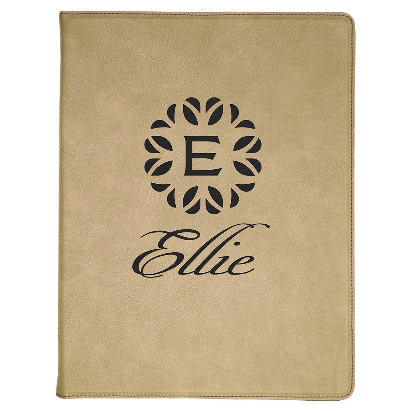 9 1/2" x 12" Light Brown Laserable Leatherette Portfolio with Notepad (Sold by Case of 4)
