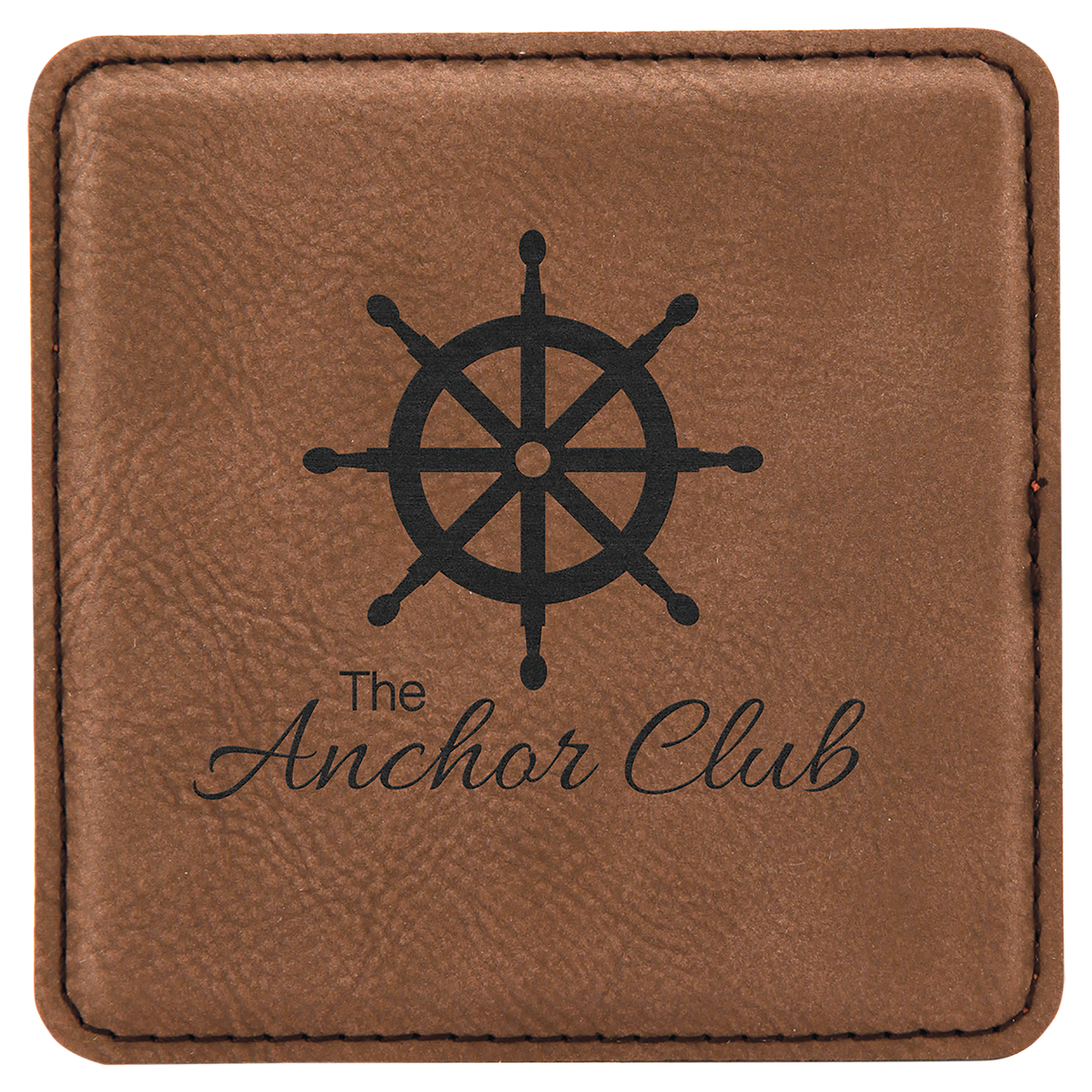 4" x 4" Square Dark Brown Laserable Leatherette Coaster (Sold by Case of 6)