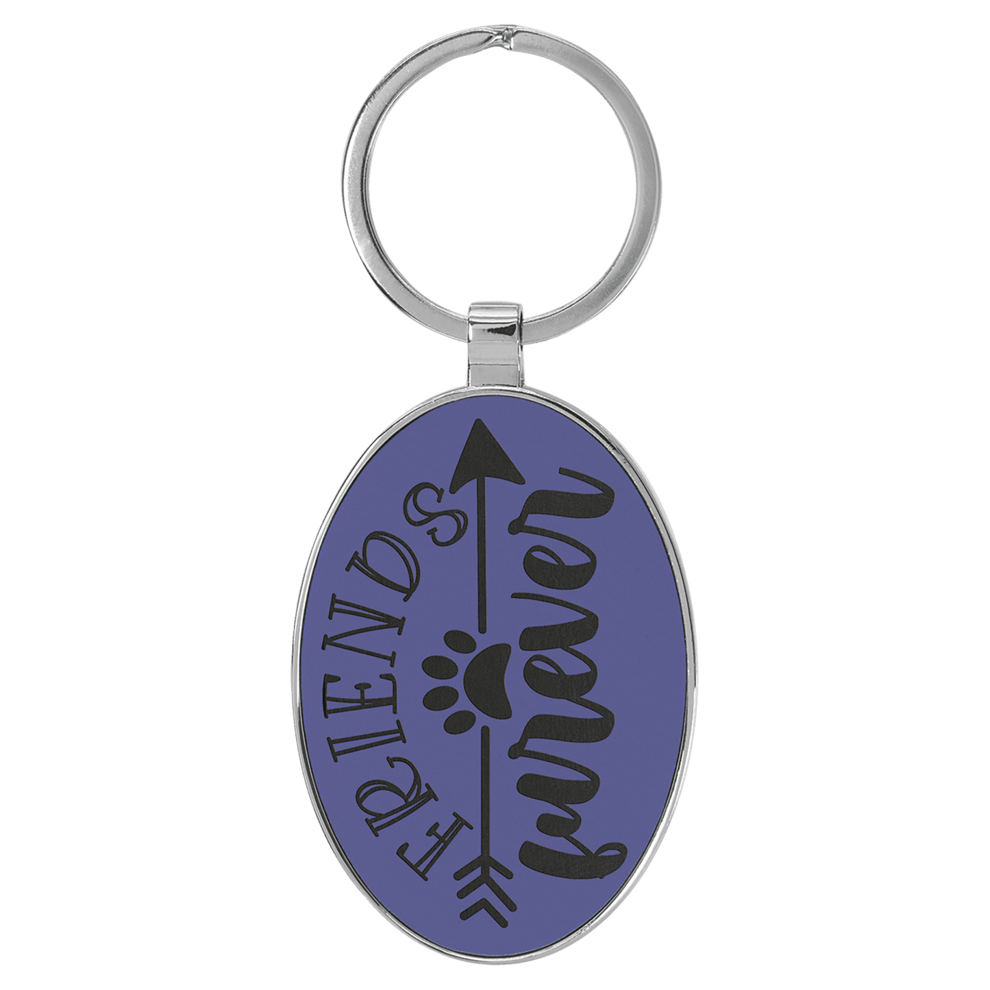 3" x 1 3/4" Laserable Leatherette/Metal Purple Oval Keychain (Sold by Case of 50)