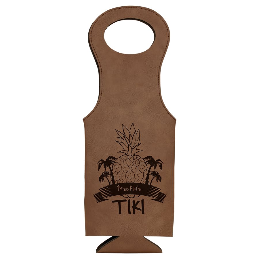Dark Brown Laserable Leatherette Wine Bag (Sold by Case of 10)