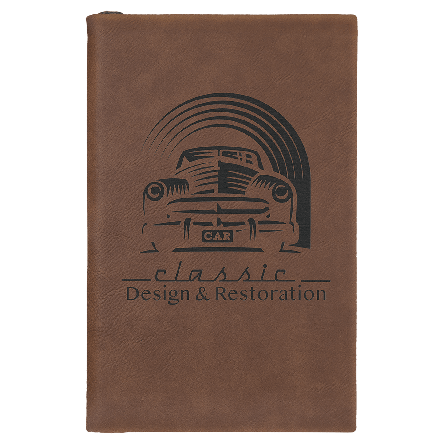 5 1/4" x 8 1/4" Dark Brown Laserable Leatherette Sketch Book with Unlined Notepad (Sold by Case of 4)