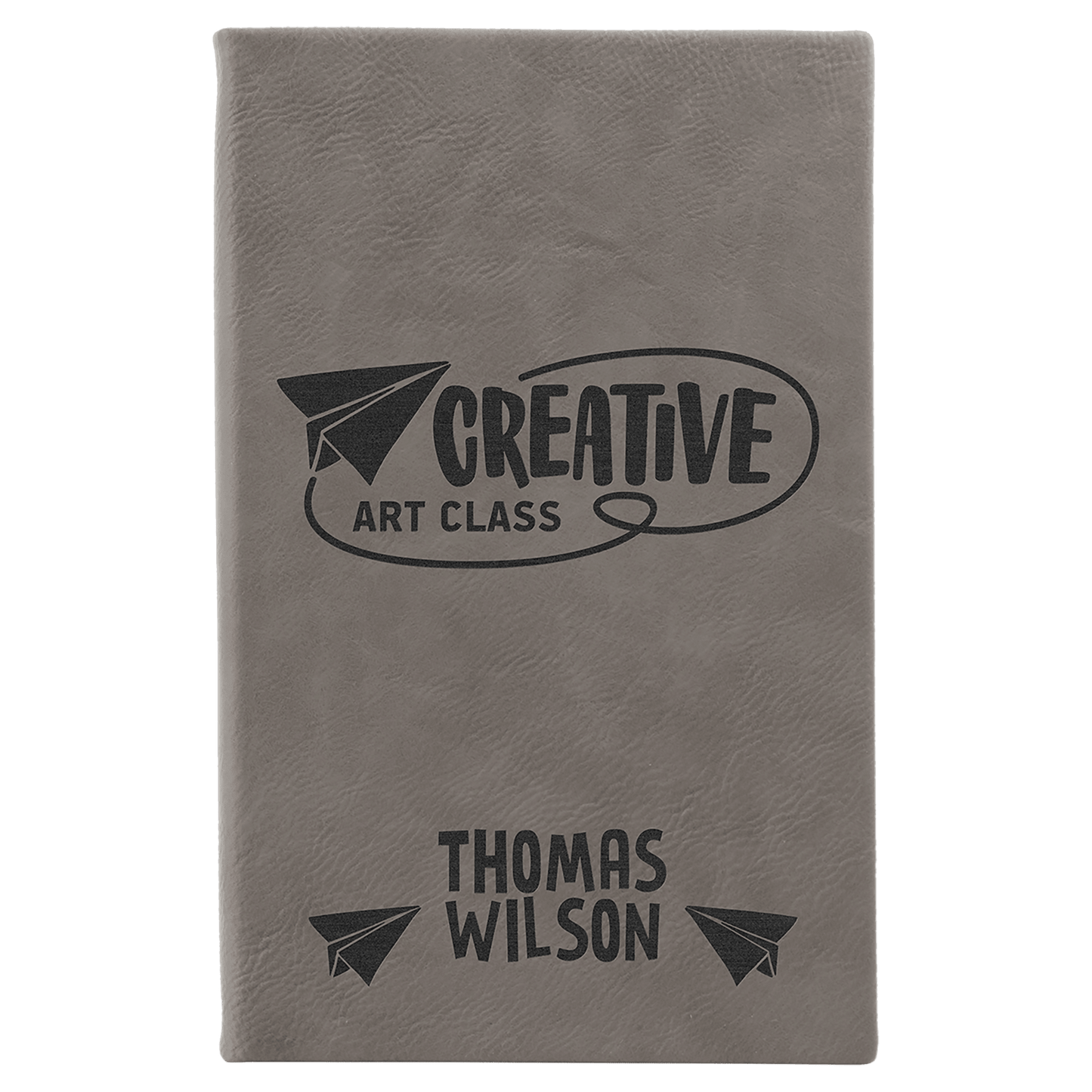 5 1/4" x 8 1/4" Gray Laserable Leatherette Sketch Book with Unlined Notepad (Sold by Case of 4)