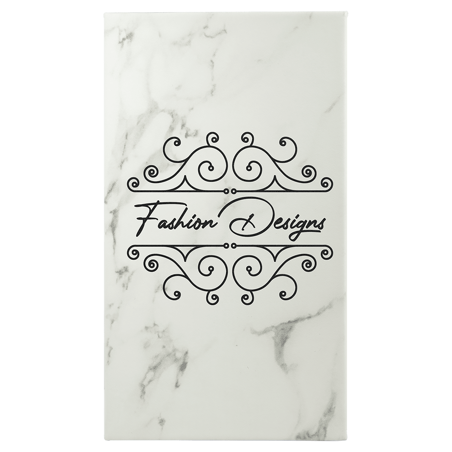 5 1/4" x 8 1/4" White Marble Laserable Leatherette Sketch Book with Unlined Notepad (Sold by Case of 4)