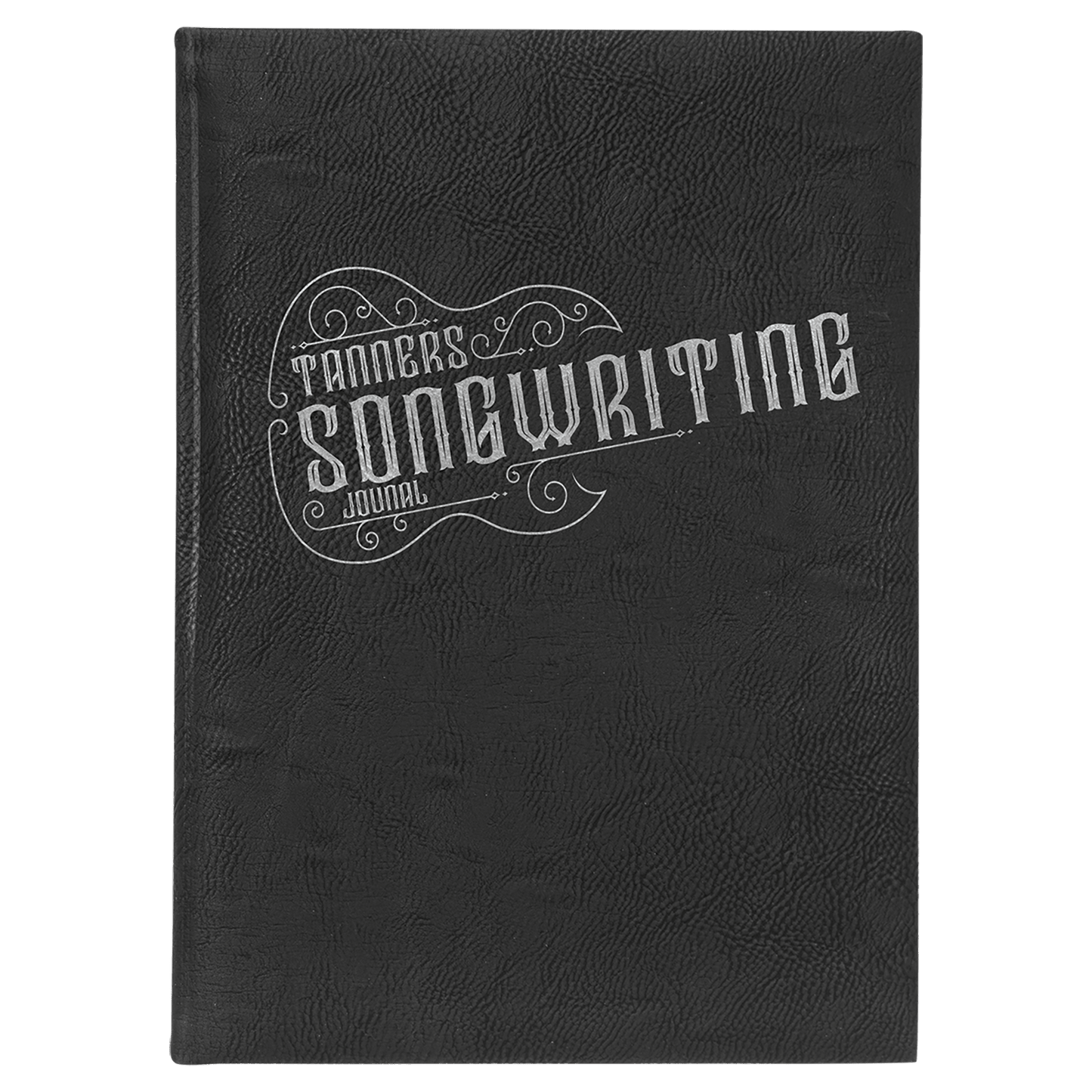7" x 9 3/4" Black/Silver Laserable Leatherette Journal with Lined Notepad (Sold by Case of 4)