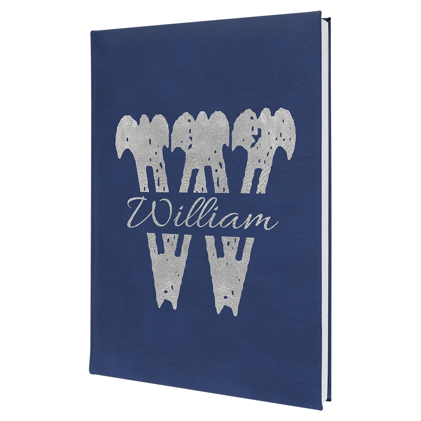 7" x 9 3/4" Blue/Silver Laserable Leatherette Journal with Lined Notepad (Sold by Case of 4)