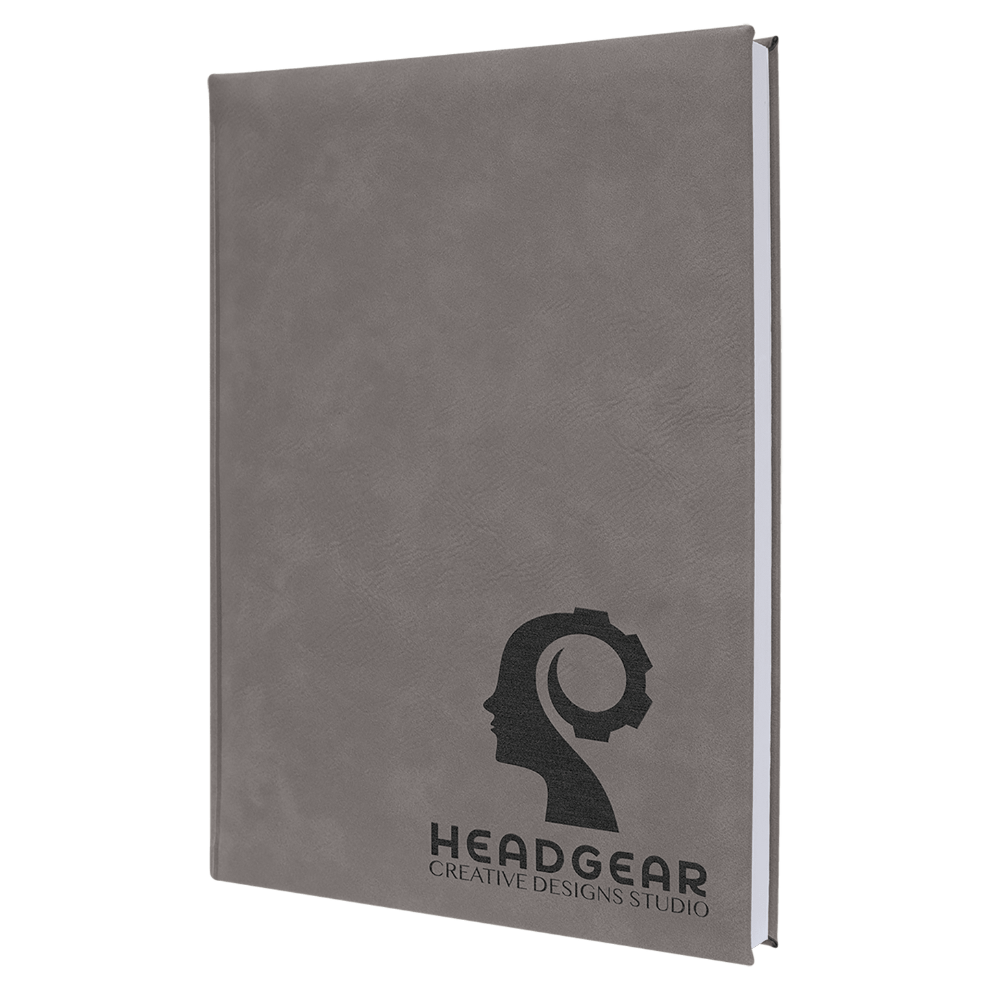 7" x 9 3/4" Gray Laserable Leatherette Sketch Book with Unlined Notepad (Sold by Case of 4)