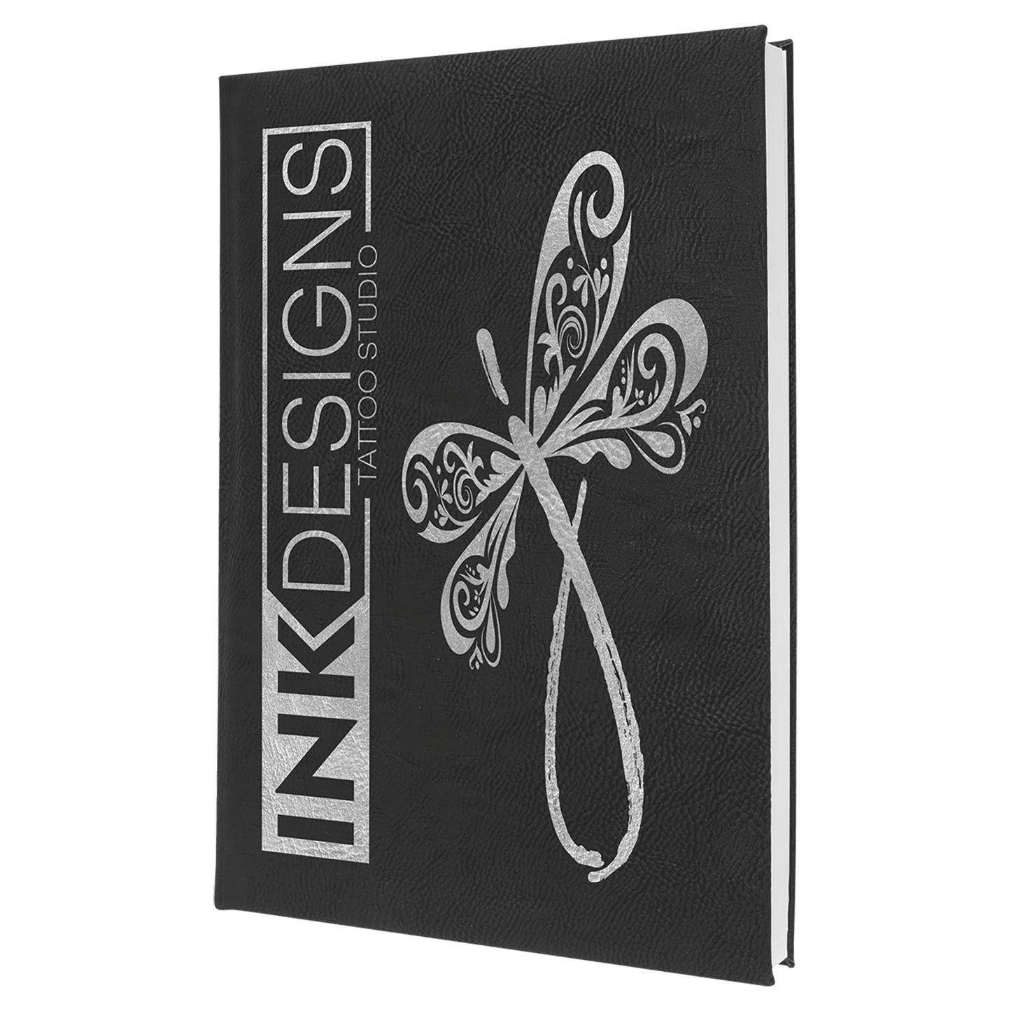 7" x 9 3/4" Black/Silver Laserable Leatherette Sketch Book with Unlined Notepad (Sold by Case of 4)