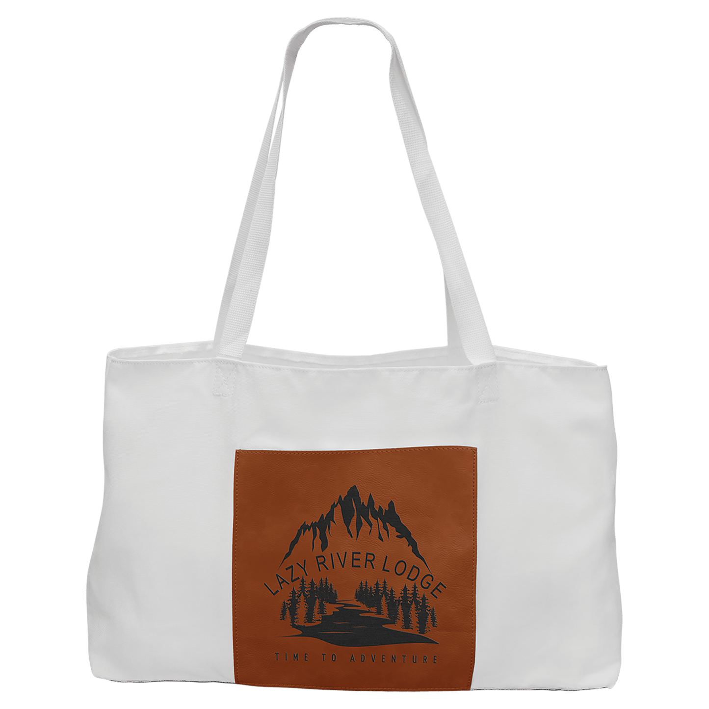 19" x 12" White Bag with 5" Rawhide Laserable Leatherette Gusset (Sold by Case of 10)