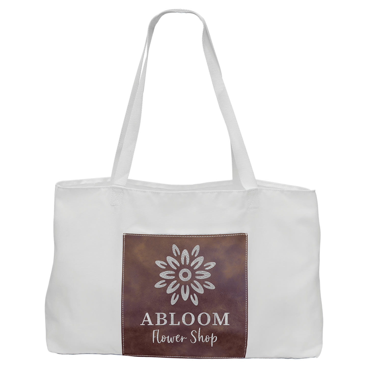 19" x 12" White Bag with 5" Rustic/Silver Laserable Leatherette Gusset (Sold by Case of 10)