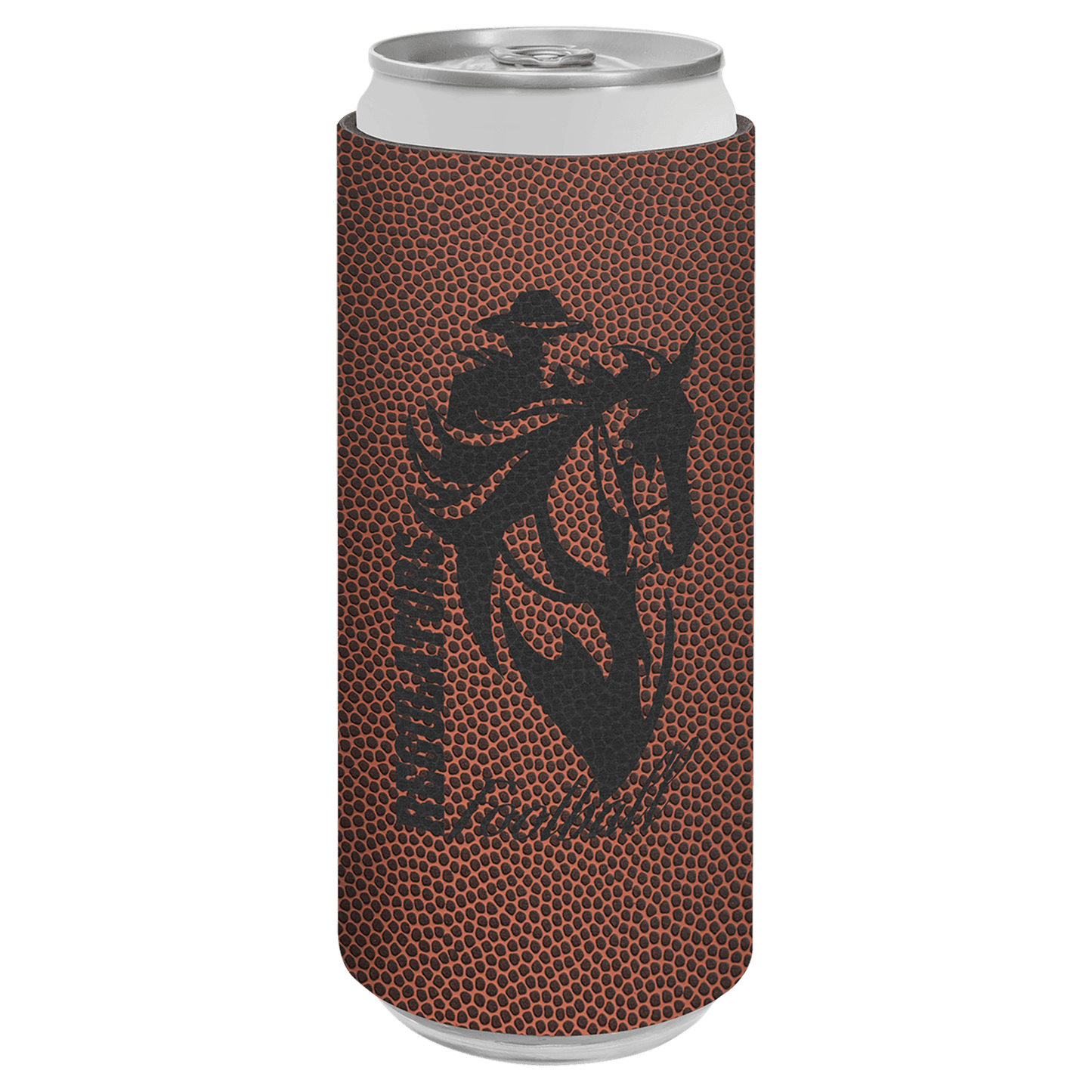 Football Laserable Leatherette Slim Beverage Holder (Sold by Case of 25)