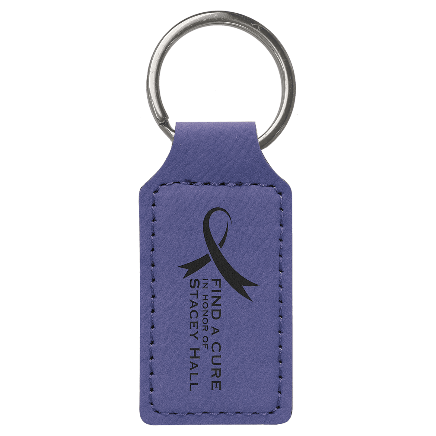 2 3/4" x 1 1/4" Purple Laserable Leatherette Rectangle Keychain (Sold by Case of 50)