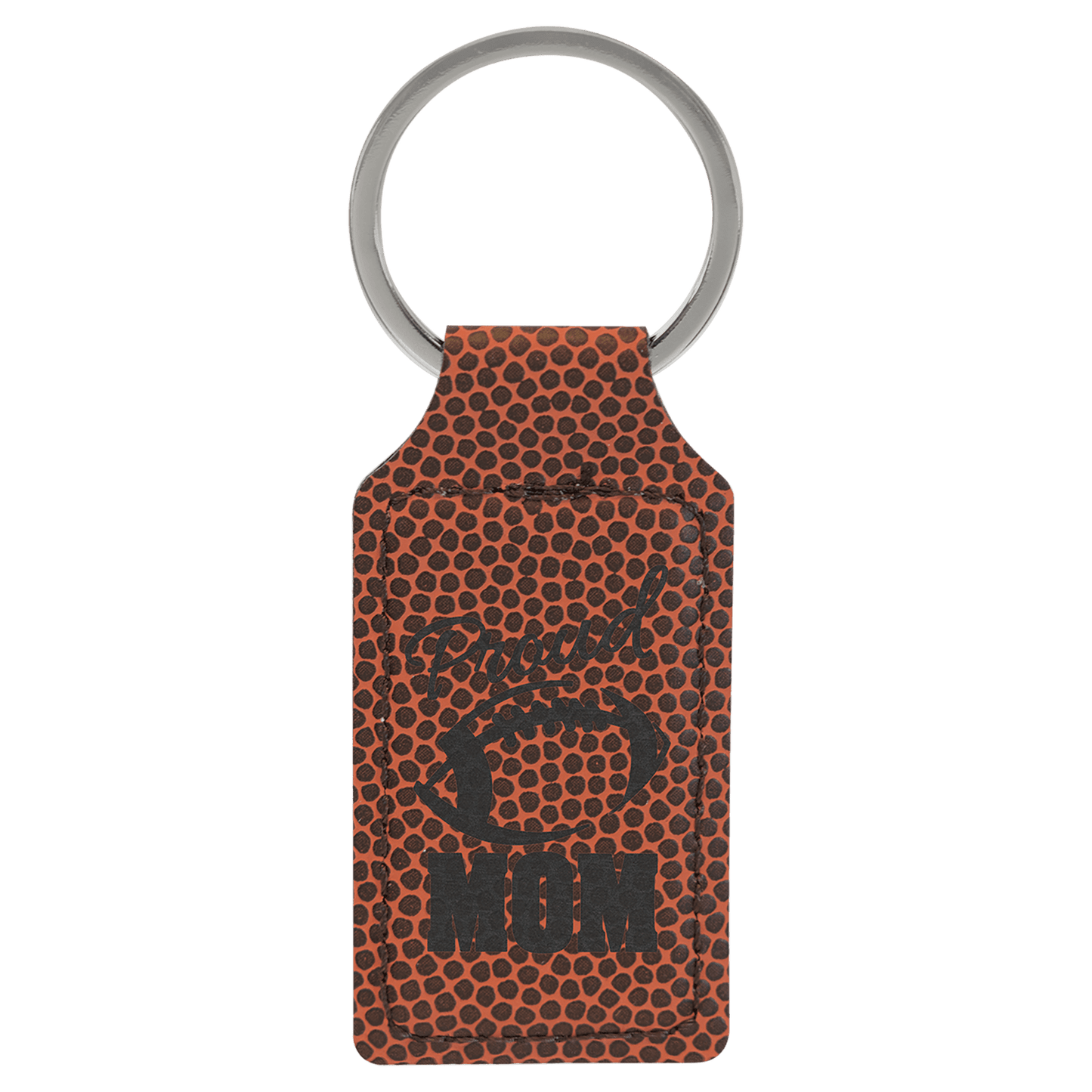 2 3/4" x 1 1/4" Football Laserable Leatherette Rectangle Keychain (Sold by Case of 50)