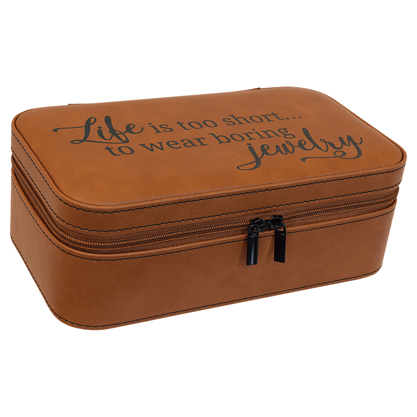 7 1/2" X 4 1/2" Rawhide Laserable Leatherette Jewelry Box (Sold by Case of 6)