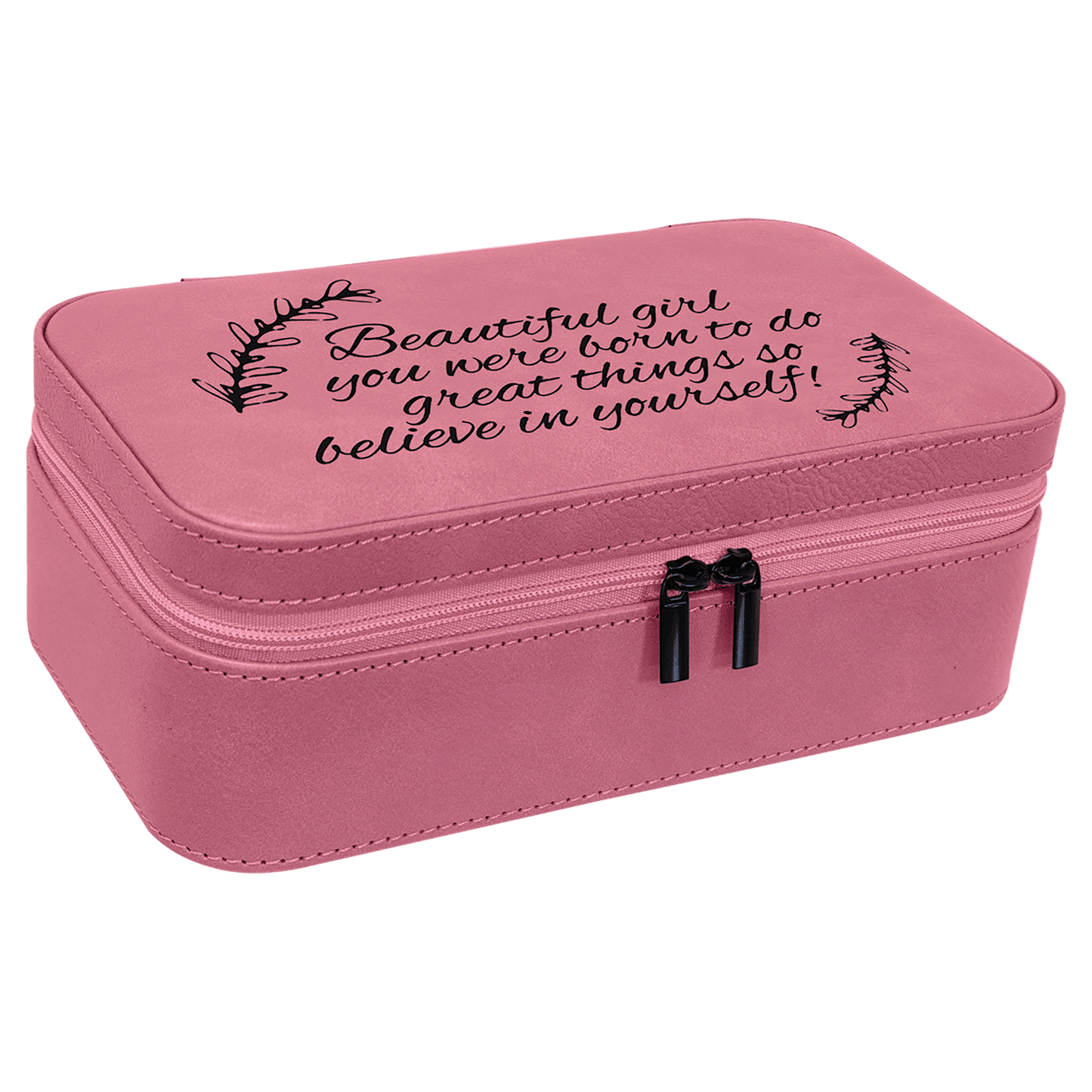 7 1/2" X 4 1/2" Pink Laserable Leatherette Jewelry Box (Sold by Case of 6)