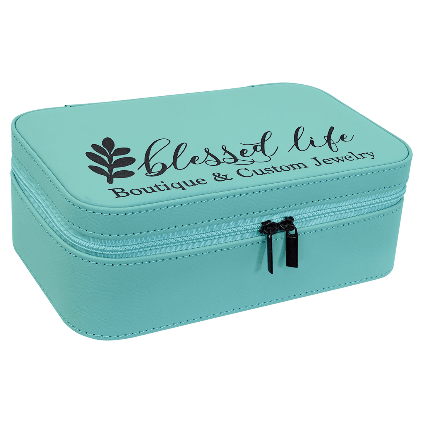 7 1/2" X 4 1/2" Teal Laserable Leatherette Jewelry Box (Sold by Case of 6)